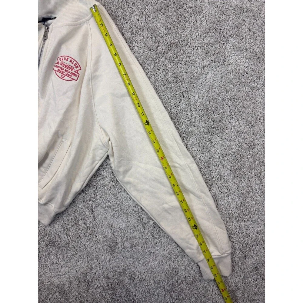 True Religion Branded Bomber Jacket Men's XL Winter White Embroidered NWT $179